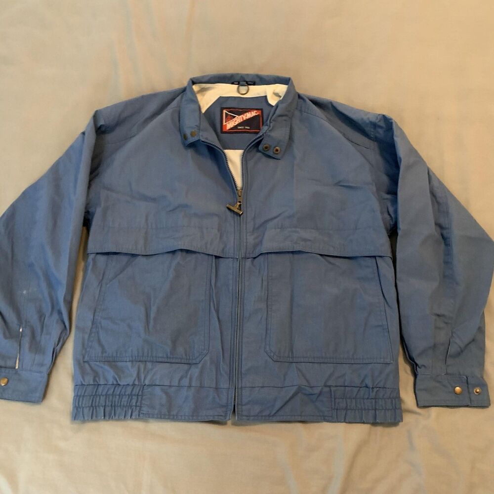 Vintage Mighty Mac‎ Jacket Mens 42 Blue Sailing Windbreaker Cotton Nylon 80s